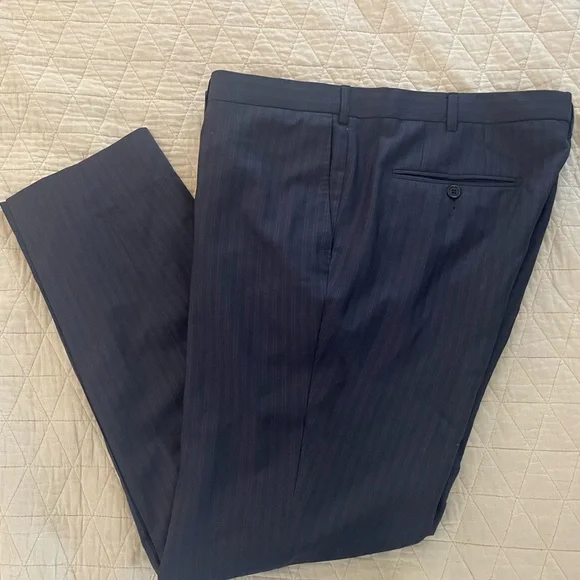 Ermenegildo Zegna Cool EffectSubtle Twin Stripe Navy Wool Suit 52 R/L $3295